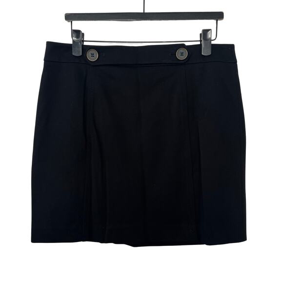 LOFT Womens Skirt Black Gold Buttons Size 12 Petite Fall Office - Picture 1 of 5